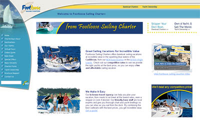 Web development, Footloose Charters.